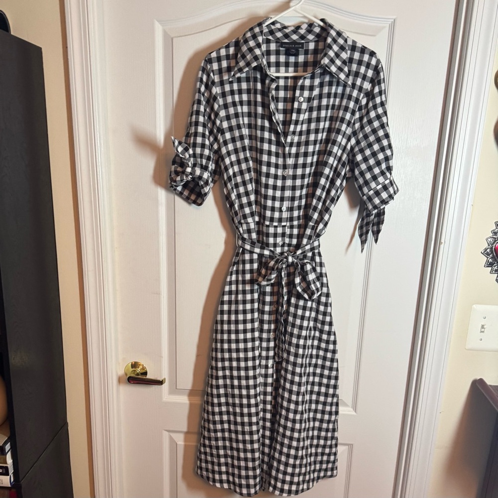 Black and White Checkered Midi Dress